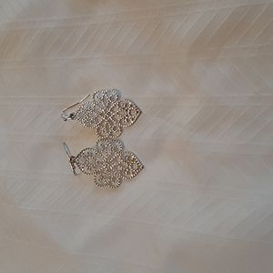 Silver Dangle Scrolled Earrings